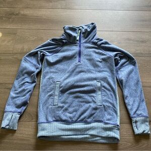 Ivivva Lululemon Shiver Stopper Fleece Pullover Girls Size 12 Blue Herringbone
